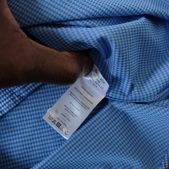 Rhone Commuter Classic Gingham Button Down Shirt Mens Size M Performance Blue - Picture 7 of 9